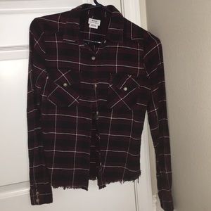 RVCA burgundy button down flannel shirt